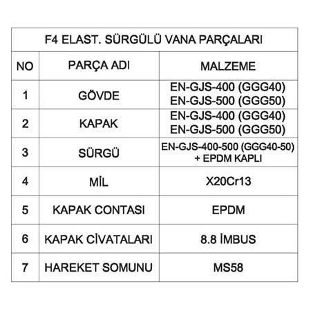 F4 ELASTOMER SÜRGÜLÜ VANA Ø100 PN16